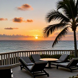 Caribbean Holidays, Martinique Solo Holidays, Peaceful Martinique hotel terrace overlooking the Caribbean Sea at sunset, suitable for a solo holiday in March