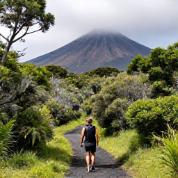 Caribbean Holidays, Martinique Solo Holidays, Solo hiker on a lush trail near Mount Pel&eacute;e in Martinique, with volcanic forest and dramatic mountain scenery