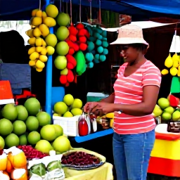 Caribbean Holidays, Martinique Solo Holidays, Solo traveller enjoying a colourful market in Fort-de-France, Martinique, surrounded by tropical fruit, spices and local crafts