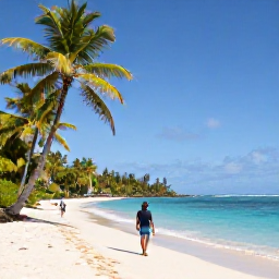 Caribbean Holidays, Martinique Solo Holidays, Solo traveller enjoying a quiet tropical beach in Martinique in November, turquoise sea, soft sand and palm trees