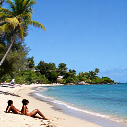 Caribbean Holidays, Martinique Solo Holidays, Solo visitor relaxing on Anse Dufour beach in Martinique with lush vegetation, golden sand and calm blue sea