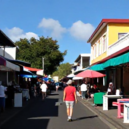 Caribbean Holidays, Martinique Solo Holidays, Traveller walking through the colourful streets and market stalls of Fort-de-France, Martinique, in bright March sunshine