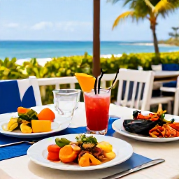 Caribbean Holidays, Martinique Spa Breaks, A colourful Martinique restaurant serving fresh seafood, tropical fruit and French-Caribbean dishes on a sunny terrace
