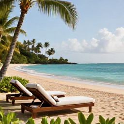 Caribbean Holidays, Martinique Spa Breaks, A peaceful luxury spa overlooking a turquoise Martinique beach in June, with treatment loungers, tropical greenery and soft morning light