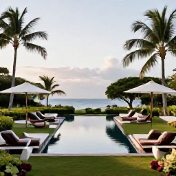 Caribbean Holidays, Martinique Spa Breaks, A serene Martinique spa resort surrounded by tropical gardens, with palm trees and a calm Caribbean atmosphere