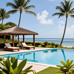 Caribbean Holidays, Martinique Spa Breaks, An elegant Martinique spa hotel with an outdoor pool, shaded loungers, tropical gardens and ocean views