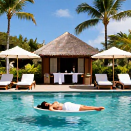 Caribbean Holidays, Martinique Spa Breaks, Relaxing spa treatment beside a tropical pool at a Martinique resort in October