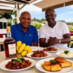 Caribbean Holidays, Martinique Tours, A friendly local guide leading a food and rum tour in Martinique, with Creole dishes, tropical fruit and bottles of agricole rum on a shaded terrace