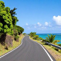 Caribbean Holidays, Martinique Tours, A scenic coastal road winding past tropical vegetation and turquoise sea in Martinique, bright daytime travel photography