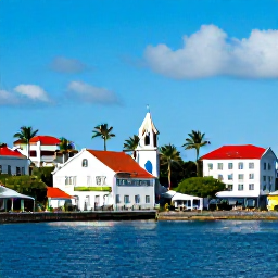 Caribbean Holidays, Martinique Tours, Colourful Fort-de-France waterfront in January, with palm trees, historic buildings and bright Caribbean sunshine