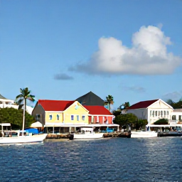 Caribbean Holidays, Martinique Tours, Colourful Fort-de-France waterfront in Martinique on a sunny April morning, with boats, palms and French Caribbean architecture