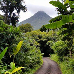 Caribbean Holidays, Martinique Tours, Lush rainforest trail and waterfall in northern Martinique beneath Mount Pel&eacute;e