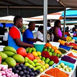 Caribbean Holidays, Martinique Tours, Visitors exploring Fort-de-France market in Martinique, surrounded by colourful fruit, spices, flowers and local crafts