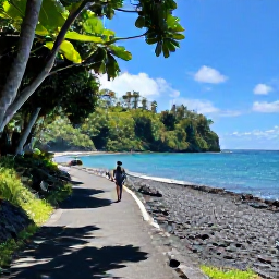 Caribbean Holidays, Martinique Walking, A peaceful coastal footpath near Anse Couleuvre in Martinique, with rainforest, black volcanic sand and turquoise sea