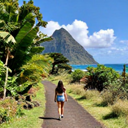 Caribbean Holidays, Martinique Walking, A sunny coastal walking trail in Martinique in February, with tropical vegetation, volcanic mountains and the Caribbean Sea