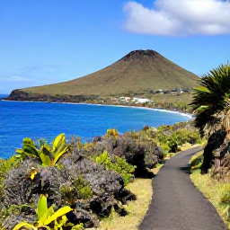 Caribbean Holidays, Martinique Walking Holidays, A scenic coastal walking trail in Martinique in January, with volcanic hills, tropical vegetation and bright blue Caribbean sea