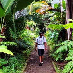 Caribbean Holidays, Martinique Walking Holidays, Hikers walking through lush tropical forest on a marked trail in Martinique during July