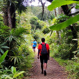 Caribbean Holidays, Martinique Walking Holidays, Walkers exploring a lush rainforest trail beneath Mount Pel&eacute;e in northern Martinique