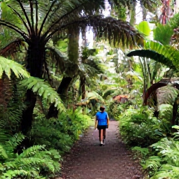 Caribbean Holidays, Martinique Walking Holidays, Walkers following a well-marked forest path through Martinique rainforest, surrounded by ferns, palms and tropical trees