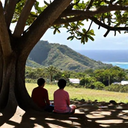 Caribbean Holidays, Martinique Walking Holidays, Walkers resting at a shaded viewpoint in Martinique during June, with tropical hills, coastline and bright Caribbean light