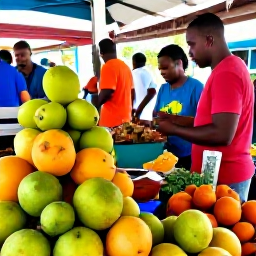 Caribbean Holidays, Martinique Wellness, A colourful Martinique market with fresh tropical fruit, local herbs, spices and relaxed visitors discovering Creole food