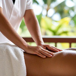 Caribbean Holidays, Martinique Wellness, Person receiving a relaxing spa massage in a bright tropical wellness centre in Martinique