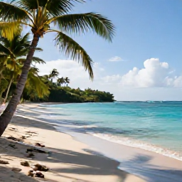 Caribbean Holidays, Martinique Wellness, Quiet Martinique beach in March with turquoise water, soft morning light and a shaded palm-lined shore