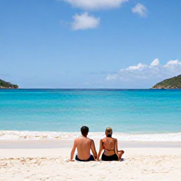 Caribbean Holidays, May Adults Only, A couple relaxing on a quiet white-sand beach in the United States Virgin Islands in May, turquoise sea and gentle sunshine