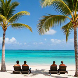 Caribbean Holidays, May Adults-Only Holidays, Adults relaxing beside a turquoise Caribbean sea at a quiet resort in May, with palm trees and bright sunshine