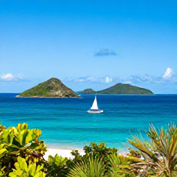 Caribbean Holidays, May Adventure Holidays, A small sailing boat approaching green volcanic islands and turquoise water in Saint Vincent and the Grenadines during May
