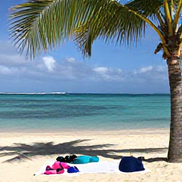Caribbean Holidays, May Adventure Holidays, Relaxed beach picnic with snorkelling gear, palm trees and calm turquoise water in the Turks and Caicos Islands