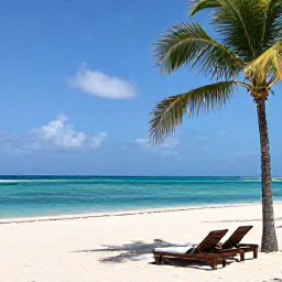 Caribbean Holidays, May All-Inclusive Holidays, Relaxed Caribbean beach scene in May, turquoise sea, white sand, palm trees and a comfortable resort setting