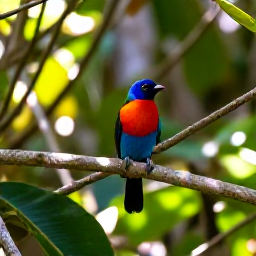 Caribbean Holidays, May Birdwatching, Colourful Caribbean birds perched in lush rainforest on Saint Vincent, with warm May sunlight filtering through tropical leaves
