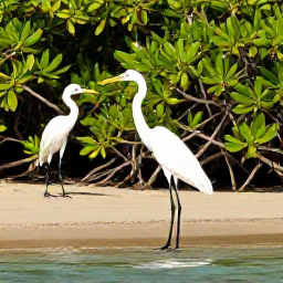 Caribbean Holidays, May Birdwatching, Great egret, herons and other Caribbean birds around mangroves and shallow water on Antigua