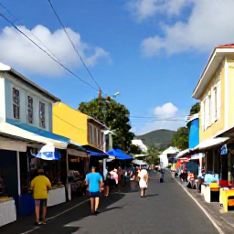 Caribbean Holidays, May Couples Holidays, A colourful waterfront street in Kingstown, Saint Vincent, with local market stalls and Caribbean architecture