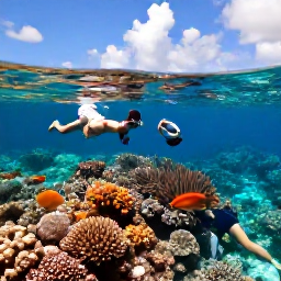 Caribbean Holidays, May Couples Holidays, Couple snorkelling over a colourful coral reef in Tobago, clear turquoise water, tropical fish and sunny Caribbean conditions