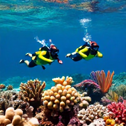 Caribbean Holidays, May Cruises, Snorkellers exploring a colourful coral reef in clear Caribbean water near the United States Virgin Islands