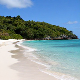 Caribbean Holidays, May Cruises, White sandy beach and clear shallow water at Cruz Bay on St John, surrounded by tropical forest