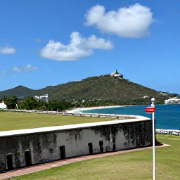 Caribbean Holidays, May Escapes, Historic Brimstone Hill Fortress on Saint Kitts overlooking the Caribbean Sea, with tropical hills and a bright blue sky
