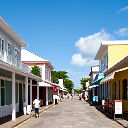 Caribbean Holidays, May Holidays, A colourful street in Philipsburg with Caribbean buildings, local shops, caf&eacute;s and visitors exploring in bright May sunshine