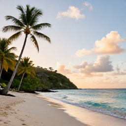 Caribbean Holidays, May Holidays, A quiet adults-only beach on Saint Vincent and the Grenadines in May, with turquoise water, palm trees and soft morning light