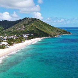 Caribbean Holidays, May Holidays, A sunny aerial view of Saint Martin and Sint Maarten coastline, turquoise sea, sandy beaches and green hills in May