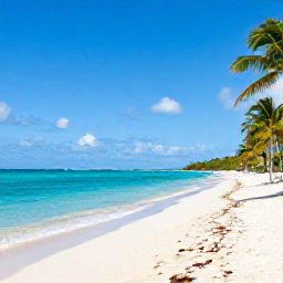 Caribbean Holidays, May Holidays, A sunny beach at Grace Bay in the Turks and Caicos Islands, with calm turquoise water, soft white sand and a few palm trees