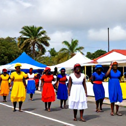 Caribbean Holidays, May Holidays, Colourful May Day celebrations and local community life in Basseterre, Saint Kitts