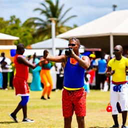 Caribbean Holidays, May Holidays, Colourful Trinidad and Tobago cultural festival with local musicians, dancers and visitors enjoying an outdoor celebration in warm May sunshine