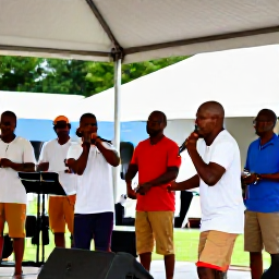 Caribbean Holidays, May Holidays, Friendly local musicians performing calypso and steelpan music for holiday visitors at a Trinidad cultural event