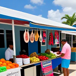Caribbean Holidays, May Holidays, Turks and Caicos local market with handmade crafts, island food, fresh produce and friendly residents in a colourful outdoor setting