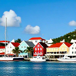Caribbean Holidays, May Instagram Hotspots, Colourful waterfront buildings, boats and palm trees along the harbour in Charlotte Amalie, Saint Thomas, United States Virgin Islands