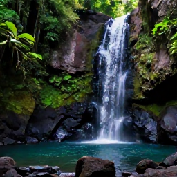 Caribbean Holidays, May Instagram Hotspots, Waterfall in lush tropical rainforest on Saint Vincent, May greenery, dark volcanic rocks and a clear natural pool