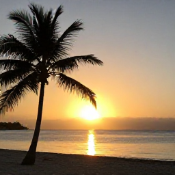 Caribbean Holidays, May Instagram Spots, Golden sunset over the Caribbean Sea at Playa Porto Mari, Cura&ccedil;ao, with palm trees, calm water and silhouettes on the beach